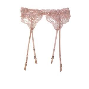 Victoria's Secret Angel Allure Blush and Silver Lace Garter Belt - M/L